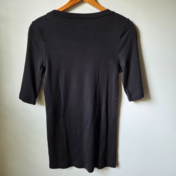 EUC LIKE NEW J CREW BLACK SCOOP NECK HALF SLEEVES SOFT TEE SIZE LARGE - Picture 2 of 14
